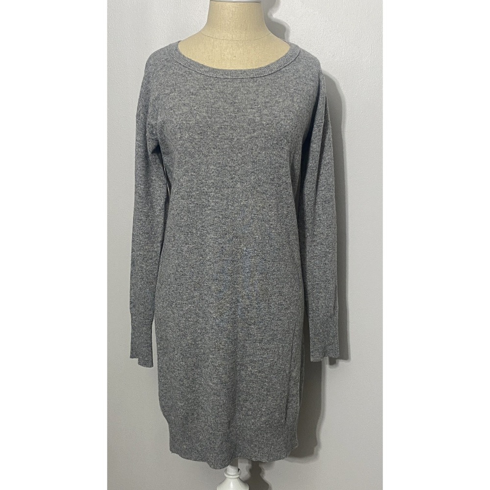 Christopher Fischer Women's 100% Cashmere Long Tunic Sweater Dress Gray Size S